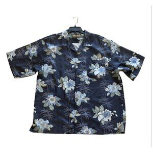Tommy Bahama Men's Size XL 100% Silk Floral S/S Palm Tree Hawaiian Camp Shirt